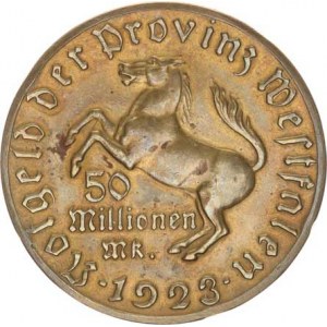 Německo, Nouzová platidla, Westfahlen - 50 Millionen Mark 1923, Stein bronz 44,5 mm