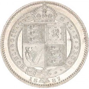 Anglie, Victoria (1837-1901), 1 Shilling 1887 - typ s erbem KM 761