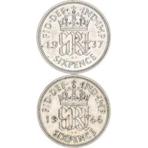 Anglie, George VI.(1936-1952), 6 Pence 1937, 1944 KM 852 2 ks