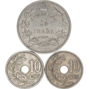 Belgie, Albert I.(1909-1934), 5 Francs 1932 - EEN BELGA; +10 Cents 1905 (2x) 3 ks