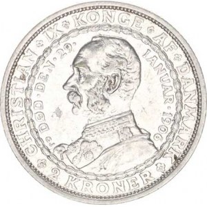 Dánsko, Christian IX.(1863-1906), 2 Kroner 1906 VBP GJ - úmrtní KM 803 R, dr.rys.