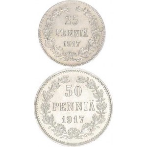 Finsko, Mikuláš II. (1894-1917), 50 Penniä 1917 S; +25 Penniä 1917 S 2 ks