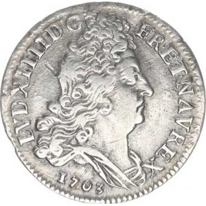 Francie, Ludvík XIV. (1643-1715), 10 Sols - 1/8 Ecu 1703 A, Paříž (3,018 g) KM 349.1 R
