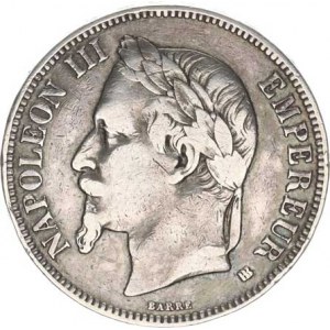 Francie, Napoleon III.(1852-1870), 5 Francs 1868 BB, Strasbourg KM 799,2