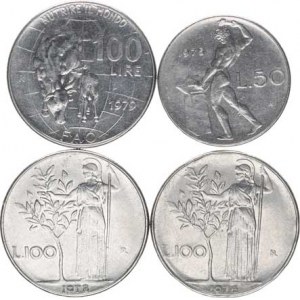 Itálie, 100 Lire 1976 R, 1978 R, +1979 R - F.A.O.; +50 Lire 1975 R