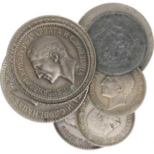 Jugoslávie, Alexander I.(1921-1934), 2 Dinara 1925(2x); +1 Dinar 1925(2x); +50 Para 1925(2x); +25 P
