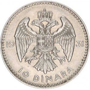 Jugoslávie, Alexander I.(1921-1934), 10 Dinara 1931 KM 10