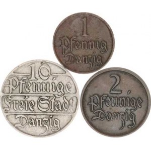 Gdaňsk - svobodné město (1919-1939), 1 Pfennig 1929; +2 Pf. 1937; +10 Pf. 1923 3 ks
