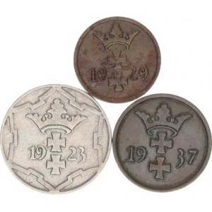 Gdaňsk - svobodné město (1919-1939), 1 Pfennig 1929; +2 Pf. 1937; +10 Pf. 1923 3 ks