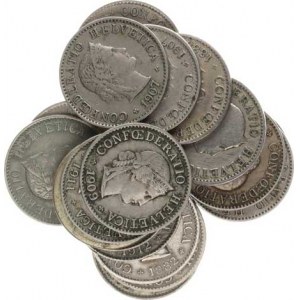 Švýcarsko, 5 Rappen 1850 BB, 1882, 1883, 1884, 1885, 1893, 1894, 1903, 1907(