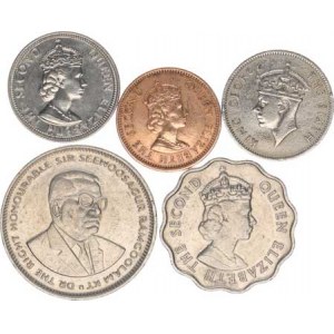 Mauritius, 1 Rupee 1987, +1/4 Rupee 1950, 1975, +10 Cents 1975, +1 Cent 1971