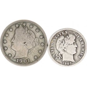 U.S.A., 1 Dime 1907, +V Cents 1901 2 ks
