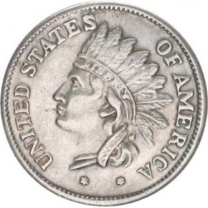 U.S.A., 1 Dollar /token/ 1851, - hlava indiána / hodnota ve vavřínovém