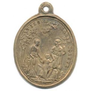 Náboženské medaile, Svatá rodina, A: Josef a Marie s chlapcem Ježíšem, nad nimi andě