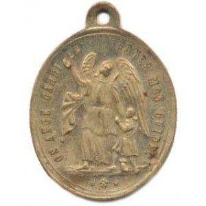 Náboženské medaile, Svatá rodina, A: Josef a Marie s chlapcem Ježíšem, nad nimi andě