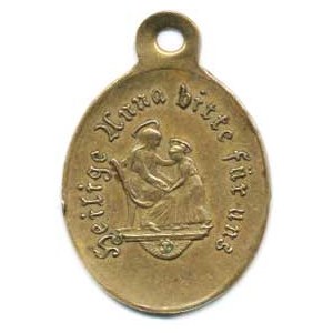Náboženské medaile, Svatá rodina, A: Svatý Josef s žehnajícím Ježíškem a lilií / R: