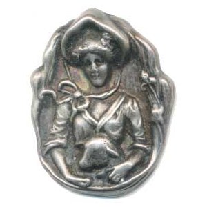 Náboženské medaile, Sv. Anežka Římská, postava do pasu v lehkých dívčích šatech drží
