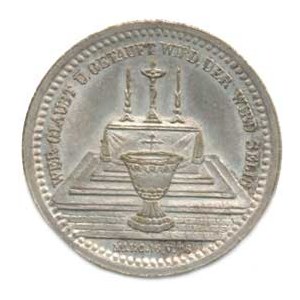Náboženské medaile, Německo - Křestní medaile, A: Poprsí Krista zleva / R: Křtitelnic