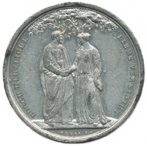 Náboženské medaile, Německo - Svatební medaile, A: Pod dvěma stromy stojí proti sobě