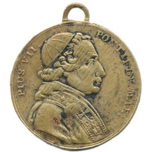 Vatikán - Papežský stát, Pius VII., poprsí papeže zleva, opis / Kristus předává Petrovi kl