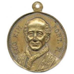 Vatikán - Papežský stát, Leo XIII., pontifikální medaile b.l., A: Poprsí papeže čelně, opi