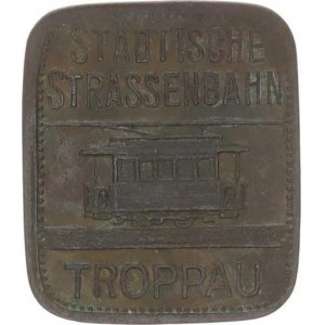 Československo - nouzovky, známky, Opava - 5 Heller / Stadtische Strassenbahn Troppau, tramvaj