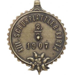 Německo - hudební odznaky, XIII. SCHUHPLATTLER-KIRTA 2.3. 1907, nápis / taneční dvojice v kr