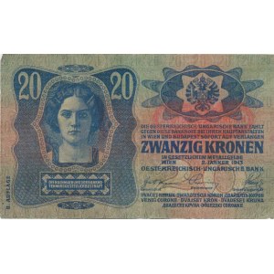 Rakousko - Uhersko, 20 Kronen 1913 sér. 1195 - II. vydání Pick 14, prohlá