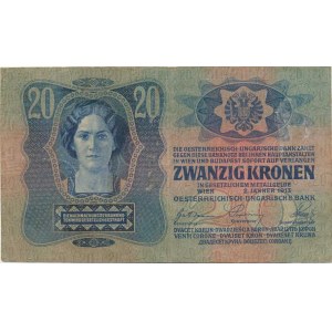 Československo 1918 - 1939, 20 K 1913 I. vydání - kolkovaná, sér. 2341 Baj. 2, přelož.