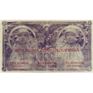 Československo 1918 - 1939, 100 Kč 1919 sér. 0012 číslo 818667 FASCIMILE 1985 - Vydal D