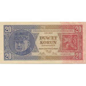 Československo 1918 - 1939, 20 Kč 1926 sér. Tg neperf. Baj. 21b