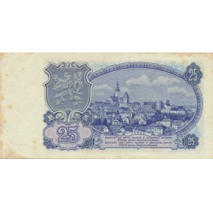 Československo, 1953-1992, 25 Kčs 1953 sér. MV Baj. 90b neperf., zažlout. skvr.