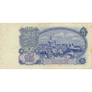 Československo, 1953-1992, 25 Kčs 1953 sér. MV Baj. 90b neperf., dr. hnědé skvr.