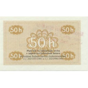 Československo - nouzová platidla, 50 Halierov 1981 - ústavná poukážka , razítko: Nápravně výchovný