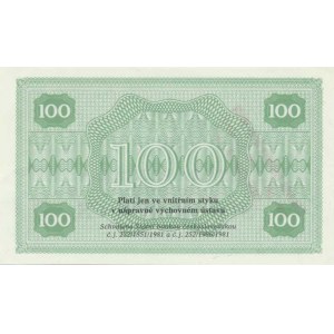 Československo - nouzová platidla, 100 Korun 1981 - ústavní poukázka, razítko: Nápravně výchovný ús