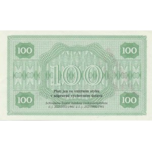 Československo - nouzová platidla, 100 Korun 1981 - ústavní poukázka, razítko: Nápravně výchovný ús
