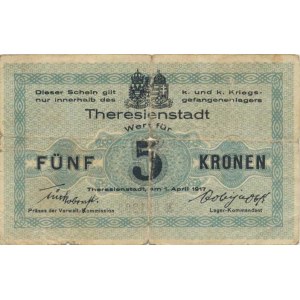 Zajatecké a koncentrační tábory, Terezín, Vojenský zajatecký tábor - 5 Kronen 1.4. 1917 číslo 001