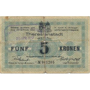 Zajatecké a koncentrační tábory, Terezín, Vojenský zajatecký tábor - 5 Kronen 1.4. 1917 číslo 001