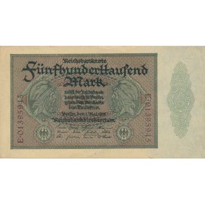 Německo, 500 000 M 1.5. 1923 sér. E Ros. 87b (8-míst. číslovač v Av a R