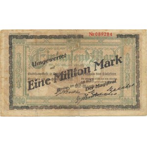 Německo - Breslau, 1 0000 Mark 19.IX. 1922 - přetisk na 1 Million Mark VIII. 1923