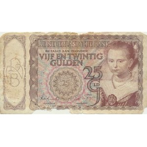 Nizozemí, 25 Gulden 3.4. 1944 sér. 7 AK Pick 58, poškozená