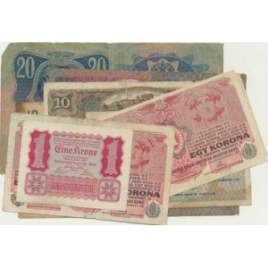 Rakousko - Uhersko, Konvolut 9 kusů bankovek ( 20 K 1913, 10 K 1904, 1915, 1920, 2 K