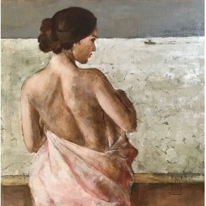 Monika Krzakiewicz, Akt z różowym ręcznikiem, 2020