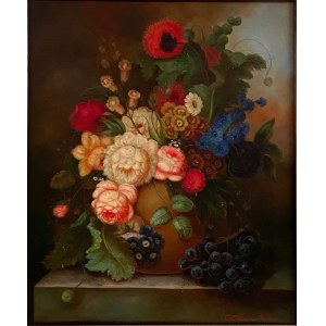 Catherine Koss, Blumenstrauß aus Feldblumen in einer Vase.