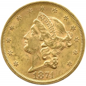 USA, Liberty Head, 20 dolarów 1874 S, San Francisco