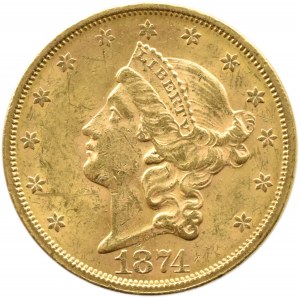 USA, Liberty Head, 20 dolarów 1874 S, San Francisco