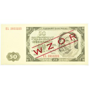 Polska, RP, 50 złotych 1948, seria EL, WZÓR, UNC