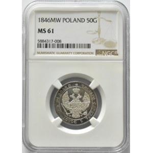 Mikołaj I, 25 kopiejek/ 50 groszy 1846 MW, Warszawa, NGC MS61