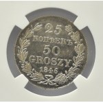 Mikołaj I, 25 kopiejek/ 50 groszy 1846 MW, Warszawa, NGC MS61