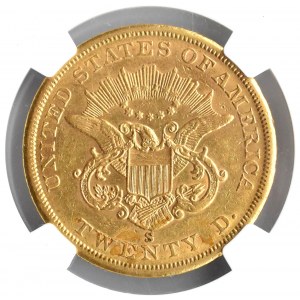 USA, Liberty Head, 20 dolarów 1860 S, San Francisco, NGC AU